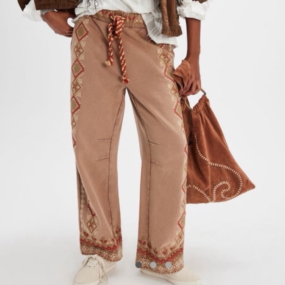 Free People Woodlands Embroidered Sweatpants Small